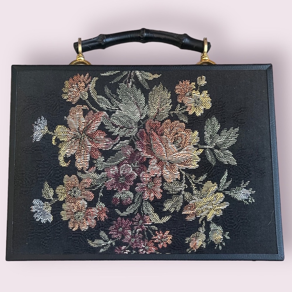 Vintage 1960s Style Craft Miami floral box purse